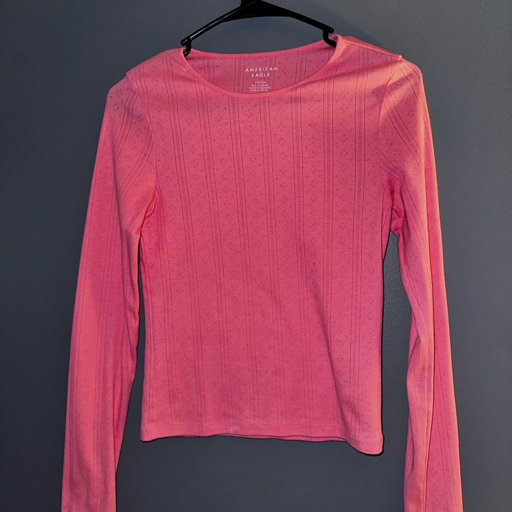 American Eagle Outfitters Women's Pink Long Sleeve Top